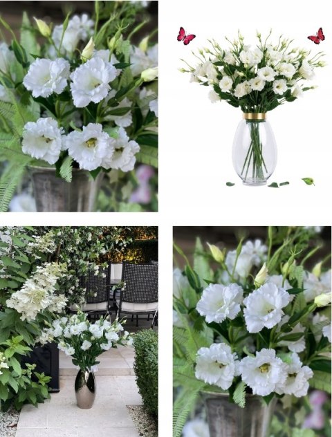PAN KWIATEK- EUSTOMA SZTUCZNA KRÓLEWSKA BIAŁA KWIATY SZTUCZNE PREMIUM 85cm