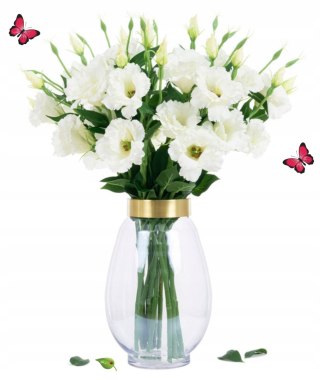 PAN KWIATEK- EUSTOMA WIELOKWIATOWA SZTUCZNA BIAŁA KWIATY SZTUCZNE 65cm